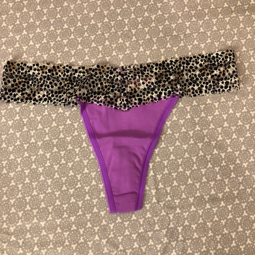 NWT Victoria’s Secret Purple Cheetah Lace Thong